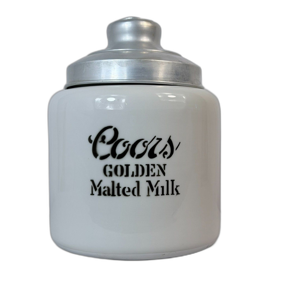 Antique Coors Golden Malted Milk Porcelain Container Soda Fountain Prohibition